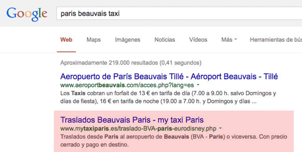 Posicionamiento web emrpesa taxi